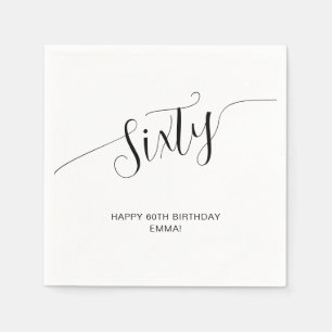 Elegante handgeschriebene Schrift Sechzig 60. Gebu Serviette