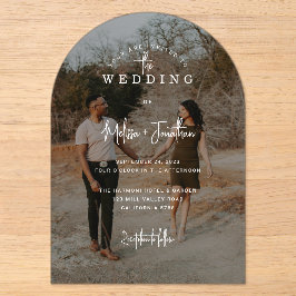 Elegante handgeschriebene Skript-Foto-Hochzeit Acryleinladungen