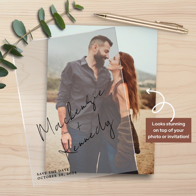 Elegante handgeschriebene Skriptnamen Save the Dat (Elegant Handwritten Script Names Save the Date Vellum OVERLAYS)