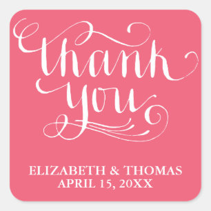 ELEGANTE HANDGESCHRIEBENE THANK YOU-STICKER QUADRATISCHER AUFKLEBER