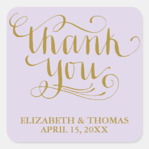 ELEGANTE HANDGESCHRIEBENE THANK YOU-STICKER QUADRATISCHER AUFKLEBER