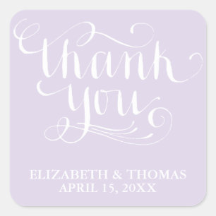 ELEGANTE HANDGESCHRIEBENE THANK YOU-STICKER QUADRATISCHER AUFKLEBER