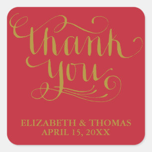 ELEGANTE HANDGESCHRIEBENE THANK YOU-STICKER QUADRATISCHER AUFKLEBER