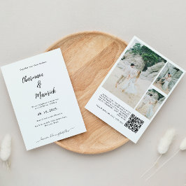 Elegante handgeschriebenes Script-Foto QR-Code Hoc Einladung