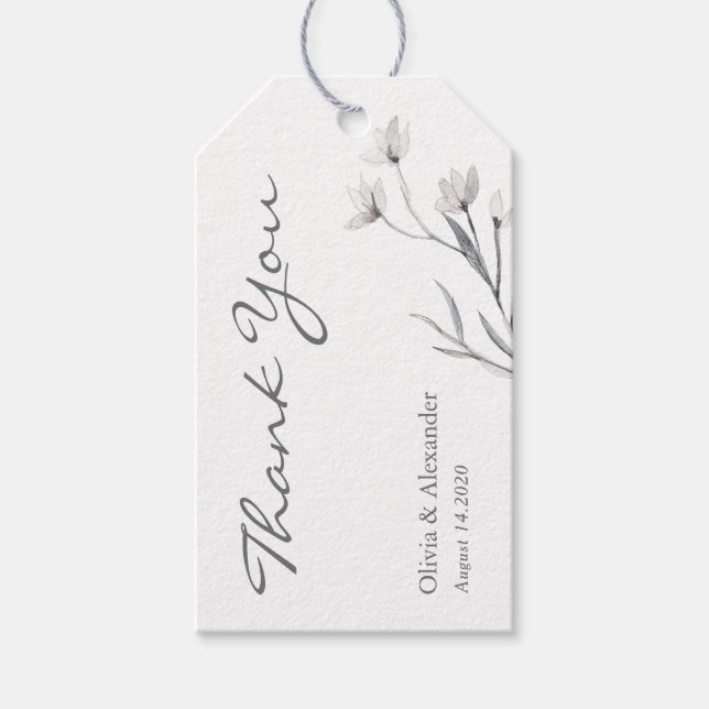 Elegante handgezeichnet Blume. Airy Hochzeit Viele Geschenkanhänger (Vorderseite)