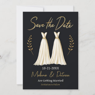 Elegante handGezeichnet Lesbenhochzeit retten das Einladung