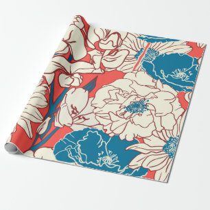 Elegante handgezeichnete Blumenmuster, Gartengarte Geschenkpapier