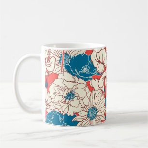 Elegante handgezeichnete Blumenmuster, Gartengarte Kaffeetasse