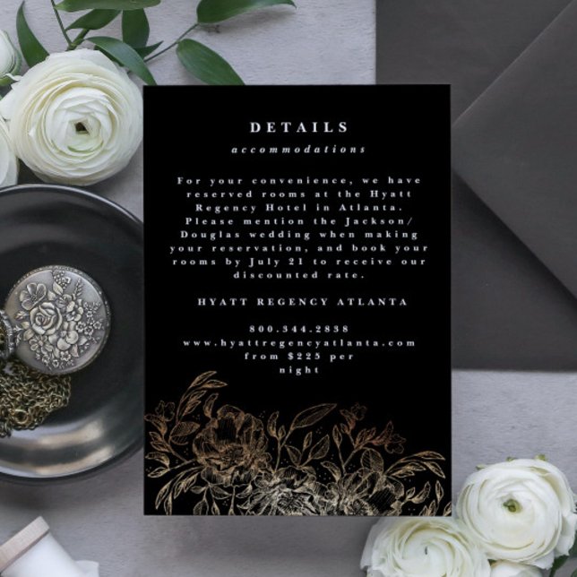 Elegante handgezeichnete botanische Hochzeitdetail Begleitkarte (Von Creator hochgeladen)