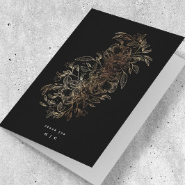 Elegante handgezeichnete Botanische Monogramm-Hoch Dankeskarte