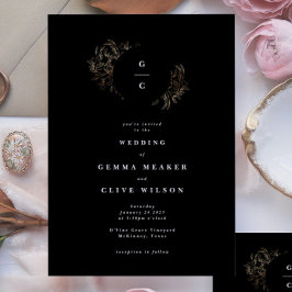 Elegante handgezeichnete Botanische Monogramm-Hoch Einladung