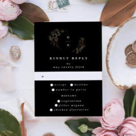 Elegante handgezeichnete Botanische Monogramm-Hoch RSVP Karte