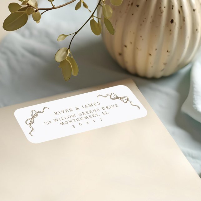 Elegante handgezeichnete Bow & Bowties Vintage Hoc (Elegant Hand Drawn Bow & Bowties Vintage Wedding Label)