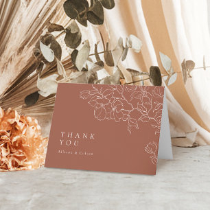 Elegante handgezeichnete florale Terrakotta-Hochze Dankeskarte