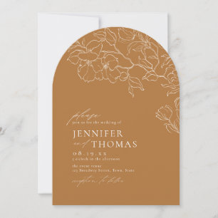 Elegante handgezeichnete goldene Hochzeit im Herbs Einladung