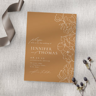 Elegante handgezeichnete goldene Hochzeit im Herbs Einladung
