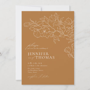 Elegante handgezeichnete goldene Hochzeit im Herbs Einladung