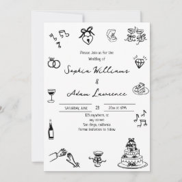Elegante handgezeichnete Hochzeitseinladung Einladung