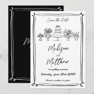 Elegante Handgezeichnete Illustrationen Kritzeleie Save The Date