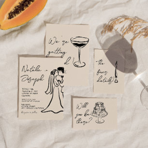 Elegante handgezeichnete Paare, altes Geld, Retro- Einladung