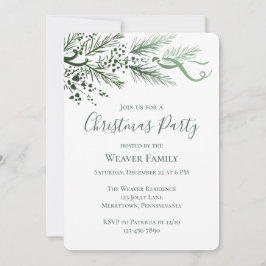 Elegante handgezeichnete Pine Christmas Party Einl Einladung