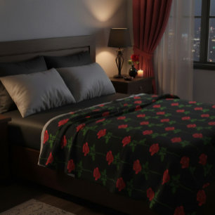 Elegante handgezeichnete Rosen-Wurfdecke Fleecedecke