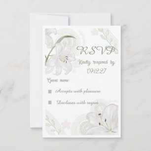 Elegante handgezeichnete weiße Lilien-Hochzeits-RS RSVP Karte
