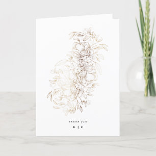 Elegante handgezogene Botanische Monogramm-Hochzei Dankeskarte