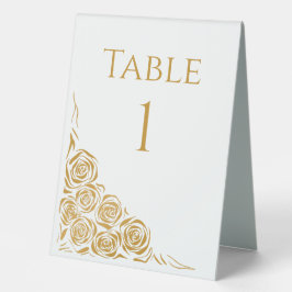 Elegante handgezogene Gold-Rose Hochzeit Tischnumm Tischaufsteller