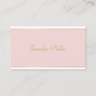 Elegante Handschrift Blush Pink Gold Chic Vorlage Visitenkarte