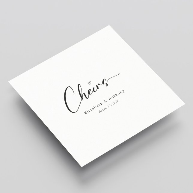 Elegante Handschrift Cheers Personalisiert Hochzei Serviette (Elegant Hand-Lettering Cheers Personalized Wedding Napkins)