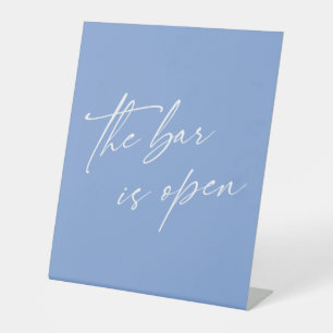 Elegante Handschrift Die Bar ist geöffnet Periwink Sockelschild