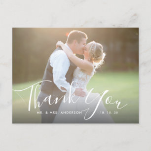 Elegante Handschrift Foto-Hochzeits-Dankeskarten Postkarte