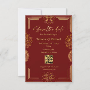 elegante Handschrift indianisches rotes Gold geome Save The Date