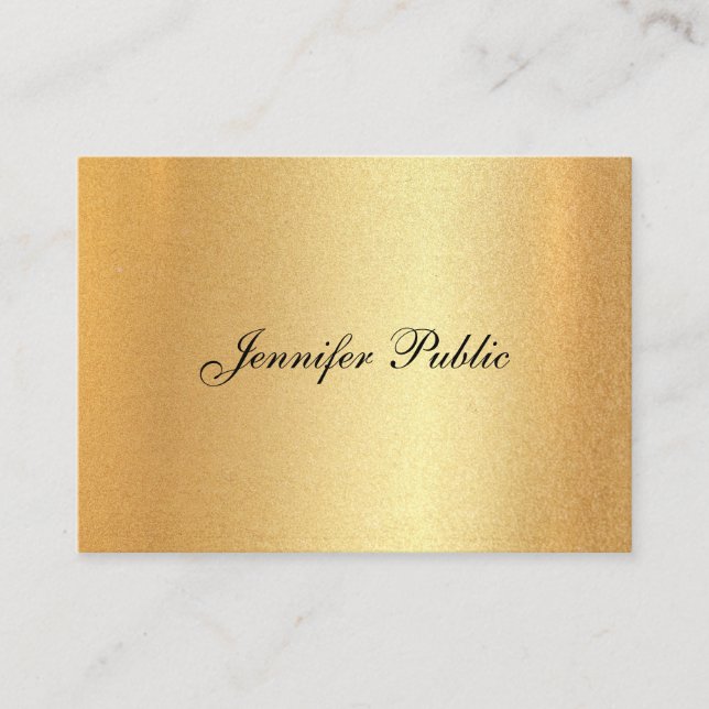 Elegante Handschrift Kalligraphie Imitate Gold Sch Visitenkarte (Vorderseite)