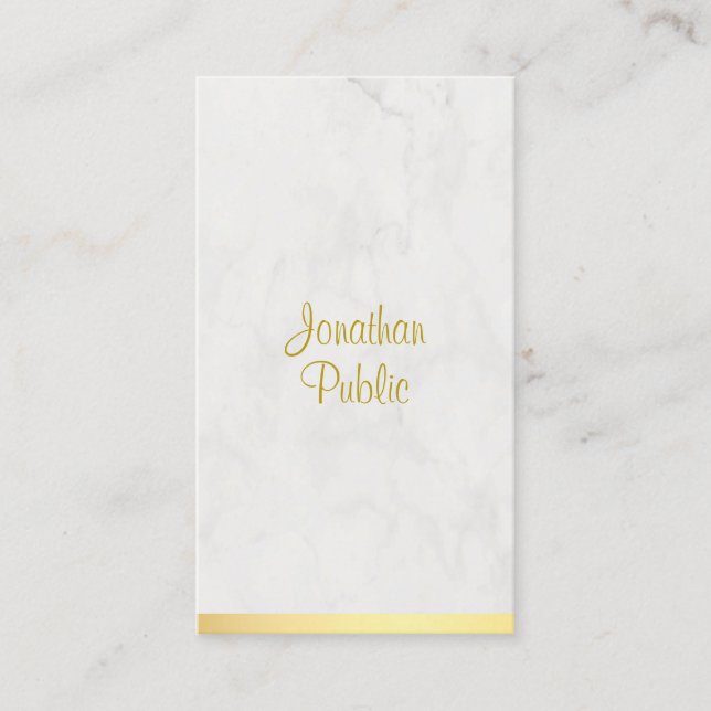 Elegante Handschrift Name Gold Marmor Moderne Visitenkarte (Vorderseite)