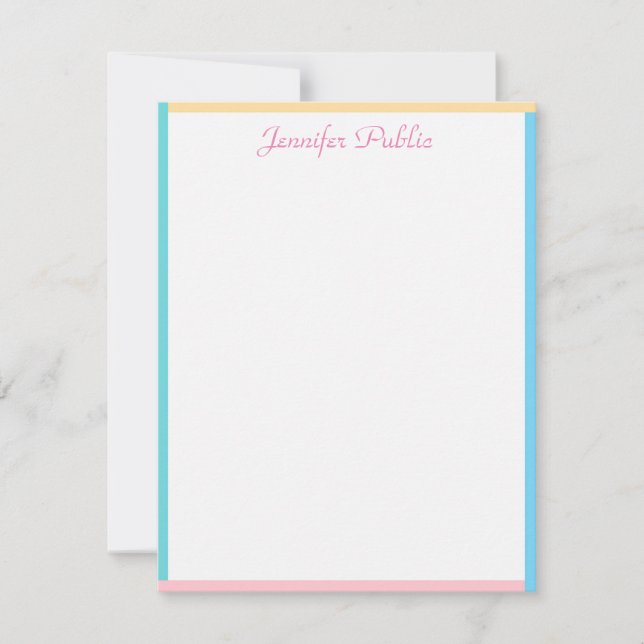 Elegante Handschrift Personalisierte Farbvorlage Mitteilungskarte (Vorderseite)