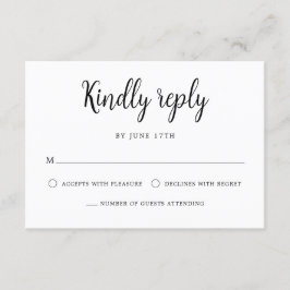 Elegante Handschrift Schwarz-weiße Hochzeit RSVP Karte