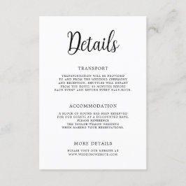Elegante Handschrift Schwarz-weiße Hochzeitdetails Begleitkarte