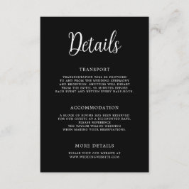 Elegante Handschrift Schwarz-weiße Hochzeitdetails Begleitkarte
