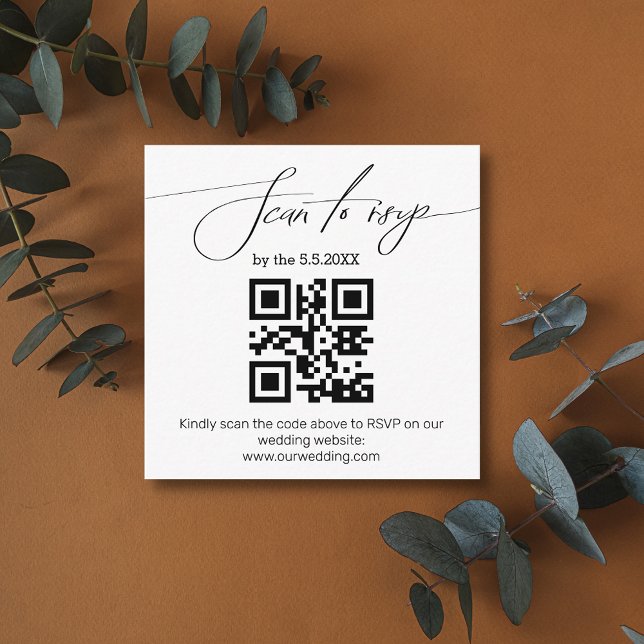elegante Handschrift uAwg qr Code Hochzeit einfach Begleitkarte (Von Creator hochgeladen)