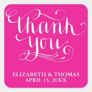 ELEGANTE HANDSCHRIFTLICHE THANK YOU-STICKER QUADRATISCHER AUFKLEBER