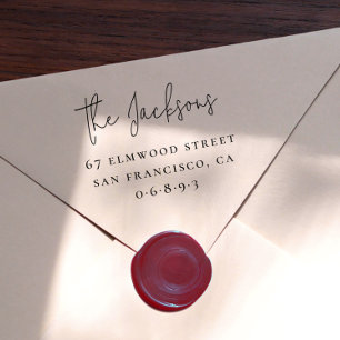 Elegante Handwriting Familienname und Seriennummer Gummistempel