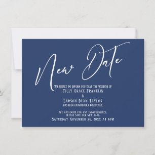 Elegante Handwriting New Date Navy Ankündigung