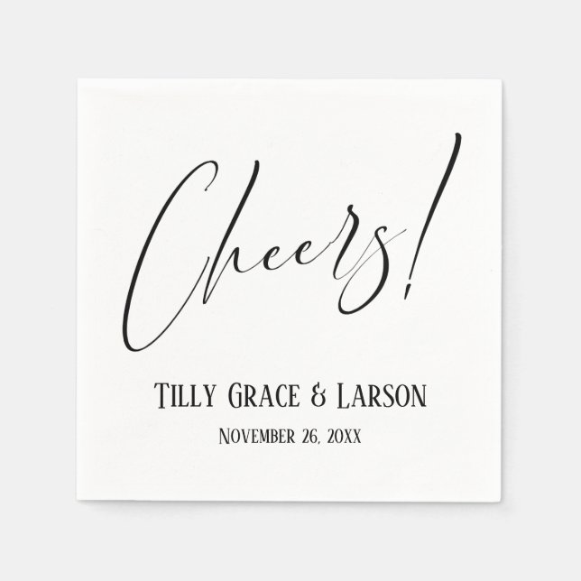 Elegante Handwriting Script Typografy Cheers! Serviette (Vorderseite)