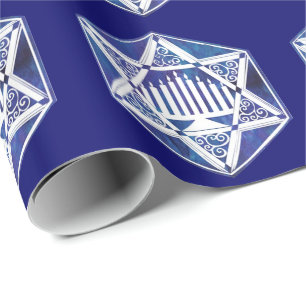Elegante Hanukkah-Menora im Stern Davids  Geschenkpapier
