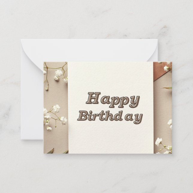 Elegante Happy Birthday Grußkarte Mitteilungskarte (Vorderseite)