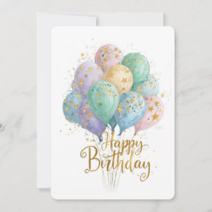 Elegante Happy Birthday Luftballons Grußkarte Lo Einladung