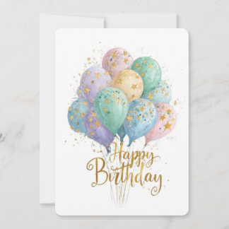 Elegante Happy Birthday Luftballons Grußkarte | Lo Einladung