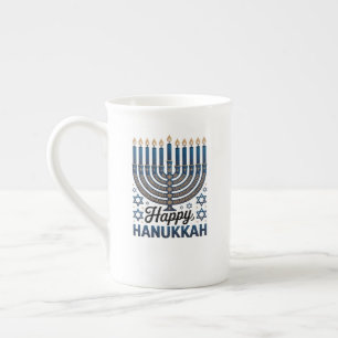 Elegante Happy Hanukka-Jüdische Feiertagskunst Prozellantasse